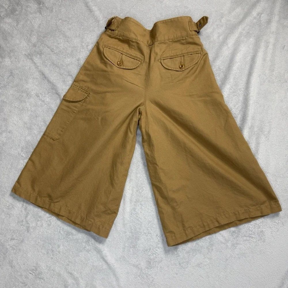 Banana Republic Women Explorer Cargo Culottes Pants 4 Tan Wide Leg Linen Cotton